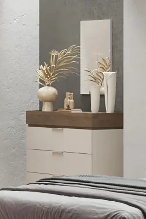 A Buon Prezzo Comò moderno 4 cassetti, 110x102x52 h cm, finitura Cashmere e Mercure