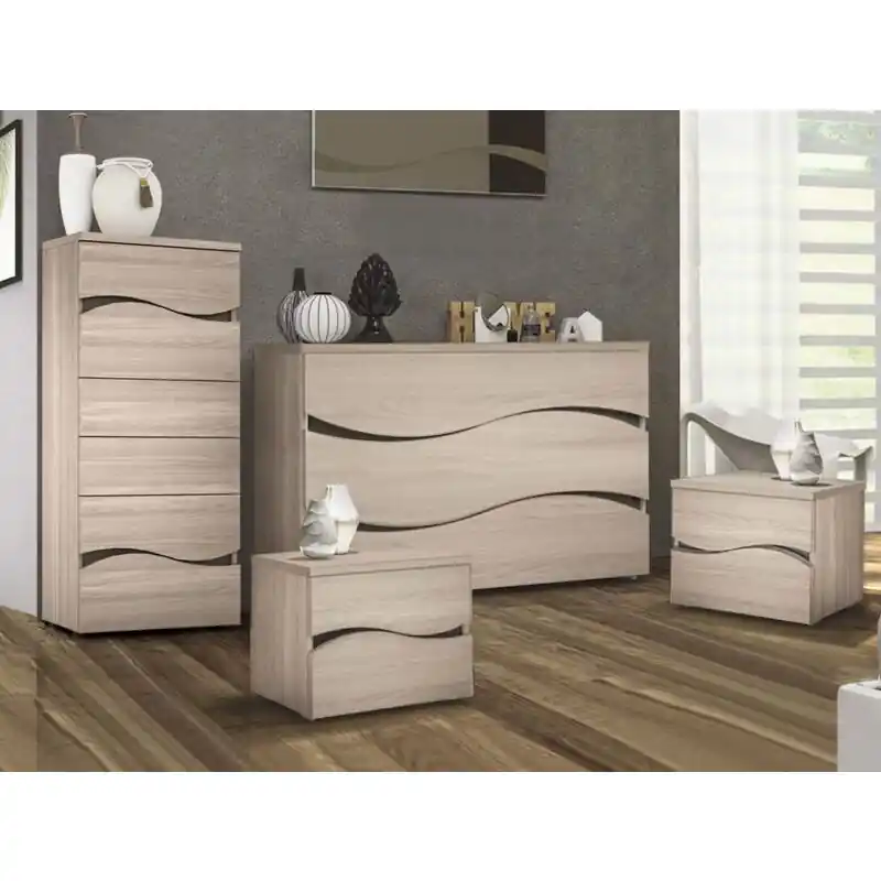 Saldi Set zona notte, Settimino, Comò e Comodini, Olmo Perla, Made in Italy