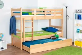 Compra Online Letto a castello divisibile in faggio massello naturale Letto estraibile incluso 90x200 cm Design moderno e sicuro