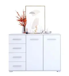 Credenze moderne "Comarca" 41 bianco 1 anta, 3 scomparti, 4 cassetti 96 x 135 x 45 cm Scelto Dai Clienti