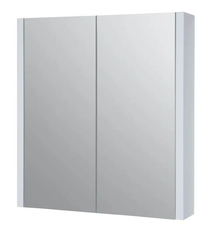 Offerta Armadietto specchio bagno "Bidar" 01 Bianco lucido 65 x 60 x 12 cm 2 ante e ripiani vetro