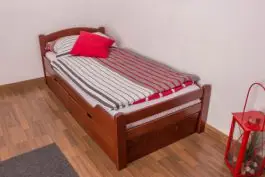 Letto singolo 90 x 200 cm in faggio massello ciliegio 2 cassetti ampi 2 pannelli laterali Easy Premium Line K1/2n Compra Online