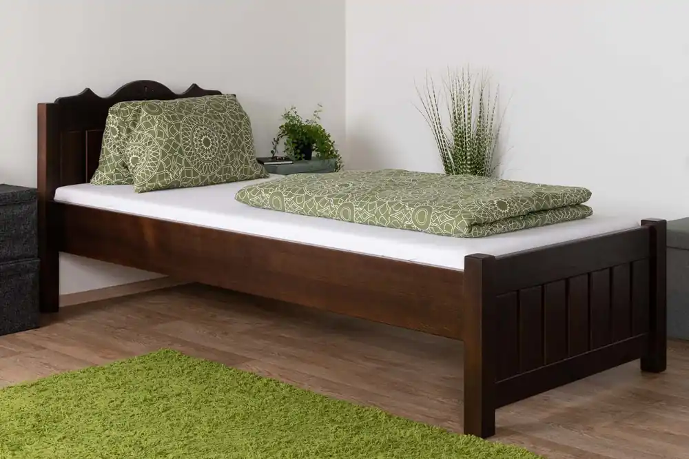 Letto singolo Turakos 92 in pino massiccio Finitura noce 90 x 200 cm Robusto e resistente Design moderno Must-Have