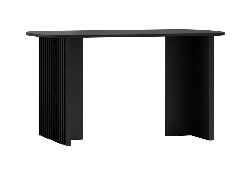 Miglior Prezzo Tavolo da pranzo nero 76 x 140 x 80 cm Gambe ampie con doghe Stabile e resistente Finitura precisa