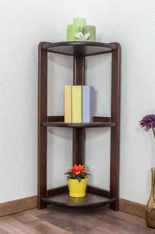 Offerta Limitata Scaffale angolare in pino massello color noce 005 Design elegante 86 x 30 x 30 cm Ampio spazio salvaspazio