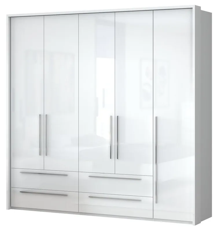 A Buon Prezzo Armadio battente con cornice Siumu 32 Bianco lucido 5 ante, 4 cassetti 226x232x60 cm