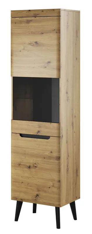 Vetrina 6 scomparti Polmadie 10 Rovere Artisan e nero 197 x 53 x 40 cm Design moderno Promozione Esclusiva