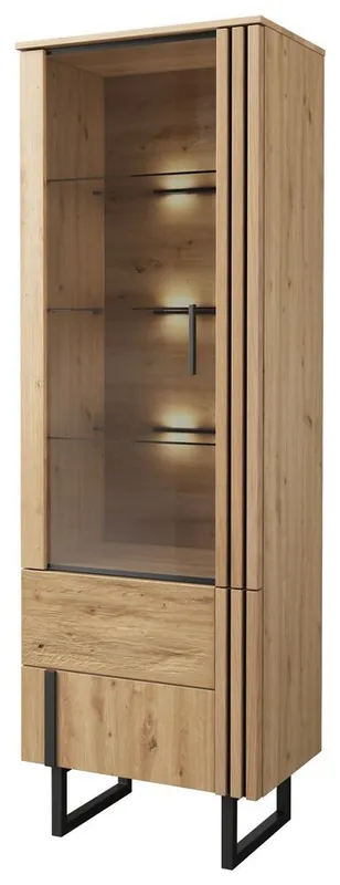 Vetrinetta rovere/nero 203 x 67 x 45 cm Design moderno LED integrato Push-to-open Spazio organizzato Acquista Ora