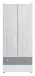 Armadio cameretta ante battenti Floreffe 03 Bianco, rovere bianco, grigio 190 x 80 x 50 cm Offerta Del Giorno