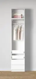 Armadio a giorno "Aarwangen" 06, bianco, 1 scomparto, 2 cassetti interni, 1 barra appendiabiti, 51,5 x 55 x 234 cm Miglior Prezzo