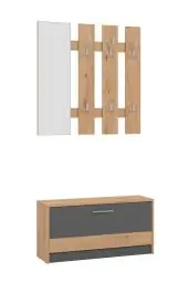 Ordina Subito Armadio a specchio Galabu 02 Rovere Artisan e grigio grafite 6 ganci 1 anta a ribalta 202 x 91,5 x 28 cm