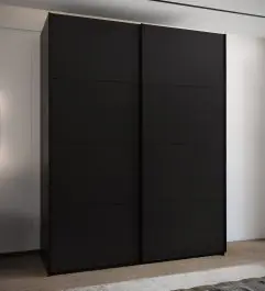 Bestseller Armadio ad ante scorrevoli "Tampa", nero, 2 ante scorrevoli, 6 scomparti, 2 barre appendiabiti, 2 specchi, Sistema "Soft-Close", bordi in ABS, 245,5 x 190 x 64 cm