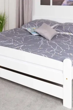 Compra Oggi Stesso Letto bianco per ragazzi in legno massiccio di faggio 118 Rete a doghe inclusa 180 x 200 cm Design elegante e resistente