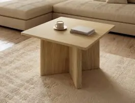 Spedito Oggi Tavolino da caffè colore rovere oliato quadrato 80 x 80 x 49 cm protezione dei bordi in ABS tavolino da caffè finitura di alta qualità per il soggiorno