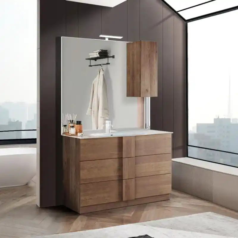 Novità Mobile da bagno moderno 3 cassetti L.82 cm, finitura Mercure Nuovo Arrivo