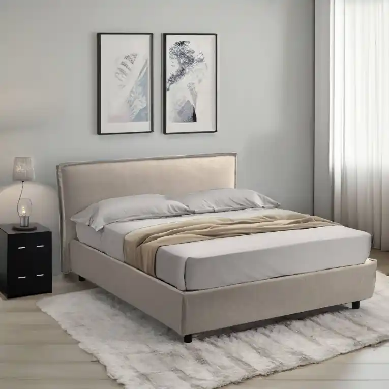 Letto Singolo Grigio Tortora Sfoderabile Contenitore, Dimensione Materasso 80x200 cm Made in Italy - Bruino Sconto