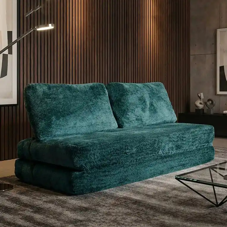 Divano Letto 2 Posti Verde Petrolio Reclinabile Apertura a Ribalta 31x31 cm, Posti a Sedere 2 - Albayz Offerta Speciale