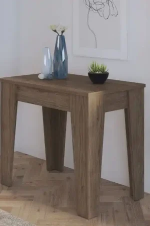 Subito Disponibile Consolle Allungabile Marrone Rovere Allungabile 12 Posti 305.6x90x75.2h cm, Meccanismo Estensione Allunghe Centrali - Gizio