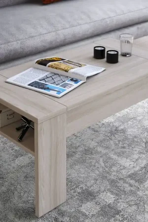 Tavolino da Salotto Marrone Olmo un Vano Forma Rettangolare 98x50x43h cm, Piano Sollevabile - Corallo Prezzo Conveniente