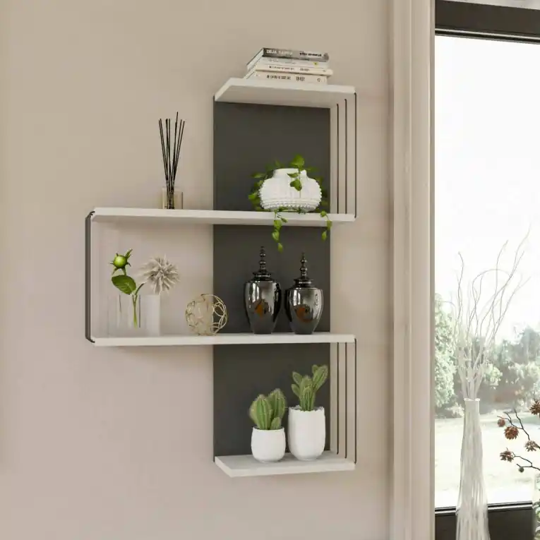 Mensola parete 19x64cm bianca e antracite - Batilda Super Prezzo