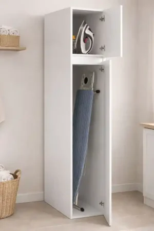 A Buon Prezzo Armadio Multiuso 2 Ante Bianco 3 Ripiani 2 Ante 35x195h cm, Ideale per Lavanderia Made in Italy - Gilroy