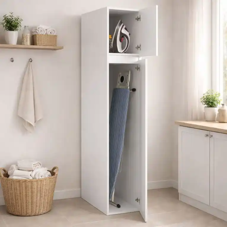 A Buon Prezzo Armadio Multiuso 2 Ante Bianco 3 Ripiani 2 Ante 35x195h cm, Ideale per Lavanderia Made in Italy - Gilroy