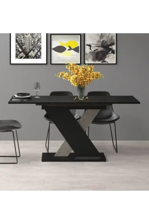 A Buon Prezzo Tavolo allungabile nero con dettaglio cemento Axi 120x75x76H