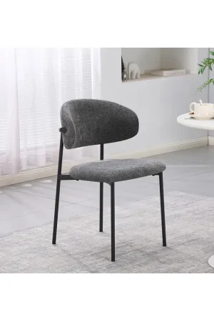 A Buon Prezzo Set 4 Sedia Judit in Tessuto Effetto Teddy grigio con Gambe in Metallo Nero