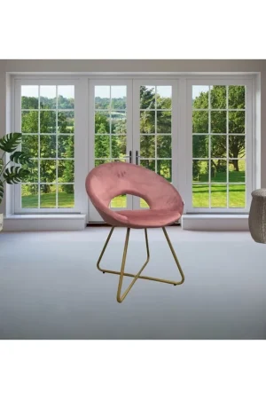 A Buon Prezzo Set 2 poltroncine da salotto Etere velluto rosa e gambe oro