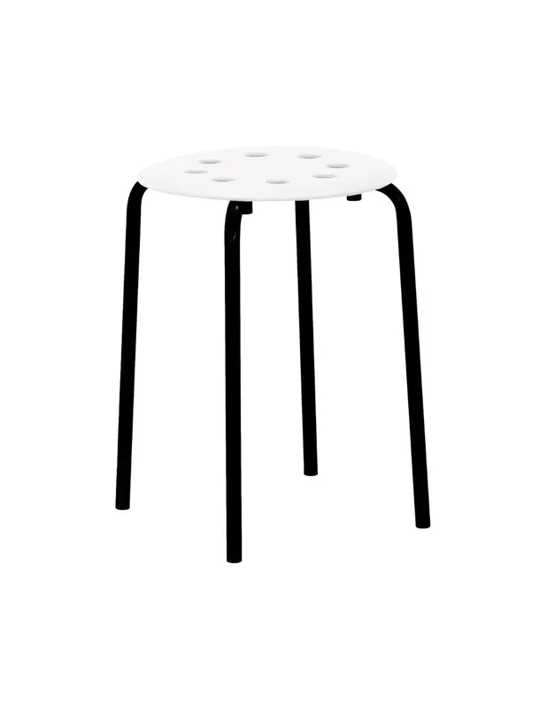 Nuova Collezione Sgabello impilabile H2008 bianco con gambe in metallo nere – Leggero, versatile e sempre pronto all’uso