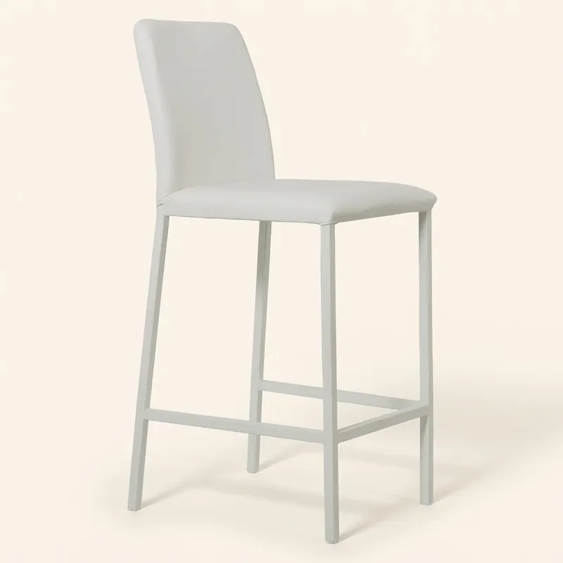 Il Siedidormi Sgabello Cucina Bar Design Moderno in Ecopelle e Metallo 34x51x95 cm colore Bianco - Betty Zeus Prezzo Conveniente