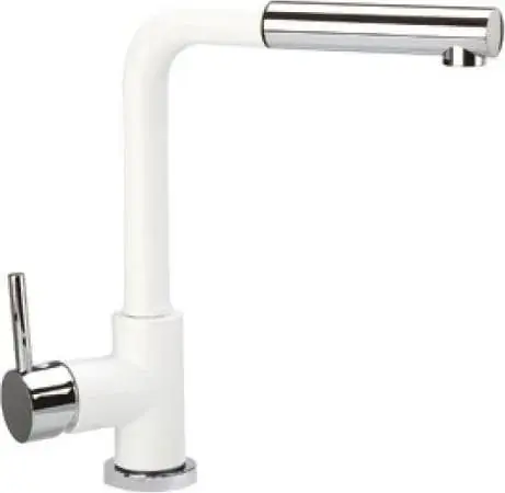 Plados Miscelatore Cucina Rubinetto Monocomando a Canna Alta finitura ultragranit colore Cromo e Bianco Polare UG98 - VEMIXEXTL Economico