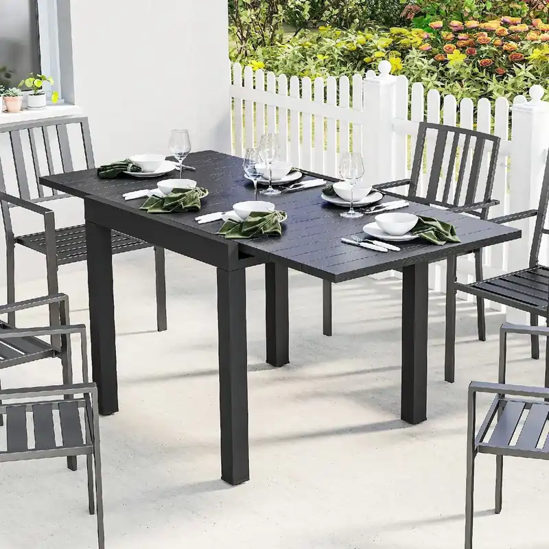 Compra Online Vivagarden Tavolo da Giardino Allungabile Quadrato in Alluminio Dimensioni 80-160x80x75 cm colore Nero