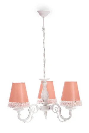 Cilek Lampadario Dream con Struttura Bianca e Paralumi in Tessuto Rosa Prezzo Conveniente