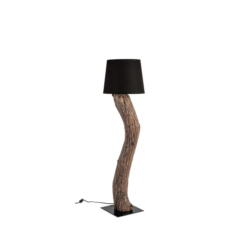 Nuova Collezione Lampada da terra Kleta di Bizzotto colonna in legno riciclato paralume in cotone