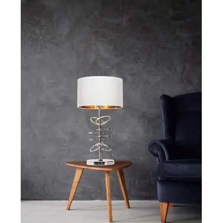 Lampada da tavolo comodino glamour MILARI Bianco-Cromo Saldi