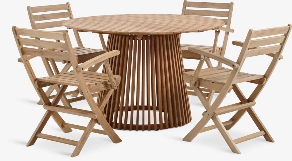 Offerta Del Giorno UDBYNEDER + VESTERHAVETUDBYNEDER Tavolo Ø120 cm + 4 VESTERHAVET Sedie teak
